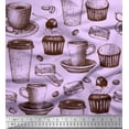 thumbnail image 1 of Soimoi Viscose Chiffon Fabric Burger,Cupcake & Cups Fabric Prints By Yard 42 Inch Wide, 1 of 3