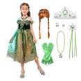thumbnail image 1 of Girls Princess Anna Costume Snow Party Halloween Cosplay Masquerade Party, 1 of 6