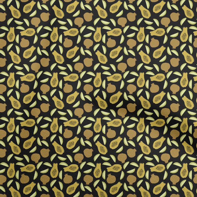 oneOone Polyester Spandex Olive Green Fabric Fruits Sewing Craft Projects Fabric Prints By Yard 56 Inch Wide