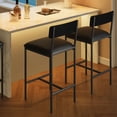 thumbnail image 4 of Kojooin Bar Stools Set of 2, Kitchen Bar Stools with Footrest, 25.5 Inches Upholstered Bar Chairs with Back, Counter Height Barstools for Counter Bar, Island, Easy Assembly, Rustic Brown, 4 of 6