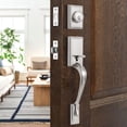 thumbnail image 1 of Ensemble de Poignées de Porte d'Entrée, Ensemble de Serrure de Porte d'Entrée en Nickel Satiné, Ensemble de Poignées d'Entrée avec Serrure, Pêne Dormant à Cylindre Simple et Poignée à Bouton, Réversible pour Portes Droitier et Gaucher (Antique_, 1 of 6