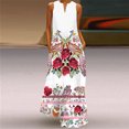thumbnail image 2 of Pisexur Robe d'Été de Plage pour Femme, Robe Longue Formelle à Fleurs, Manches Courtes, Col en V, Décontractée, Ample, Grande Taille, avec Poches, 2 of 9