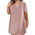 thumbnail image 1 of Penkiiy Robes Grande Taille pour Femmes aux Formes Robe Ample Dames Robe d'Été de Détente Aguichant Petite Col en V Manches Courtes Robe Décontractée 4TG Rose, 1 of 5
