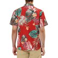 thumbnail image 3 of INSPIRE CHIC Chemises pour Hommes Manches Courtes Imprimé Floral Boutonné Col Pointu Chemise Hawaïenne 38 Rouge Vert, 3 of 6