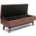 thumbnail image 3 of Allora 48" Faux Leather Mid Century Storage Ottoman in Saddle Brown, 3 of 7