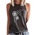 thumbnail image 2 of PVCS Women Dandelions Print Tank Fit O-Neck Sleeveless Block Shirts Tunic Tee Tops, 2 of 9