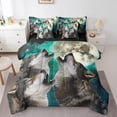 thumbnail image 1 of YST Wolf Comforter Set Queen Size 7 Piece,Moon Stars Bedding Set With Sheet Set,Safari Animals Bed in A Bag With Pillow Covers,Nebula Marble Galaxy Space Wolves Bed Sheets Set, 1 of 5