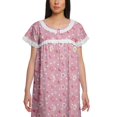 thumbnail image 3 of Moomaya Short Sleeve Nightdress For Ladies Printed Button Placket Nightwear, 3 of 4