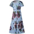 thumbnail image 5 of Jusqu'à 65 % de Rabais! Robes d'Été Mode pour Femmes 2024 Grande Taille pour Imprimé Floral Manches Courtes Robe à Col en V Robes Plissées Fluides, 5 of 5