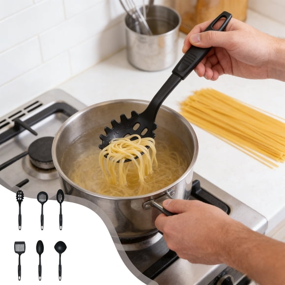 SSZMDLB Kitchen Utensil Set, 6-Piece Non-Stick Pan Spatula Ladle And Kitchenware, Plastic Cooking Tools For Frying Baking And Food Preparation, Essential Kitchen Gadgets