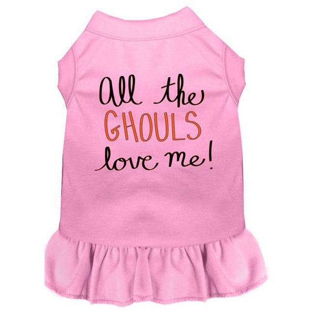 All The Ghouls Screen Print Dog Dress Light Pink Xxxl (20)