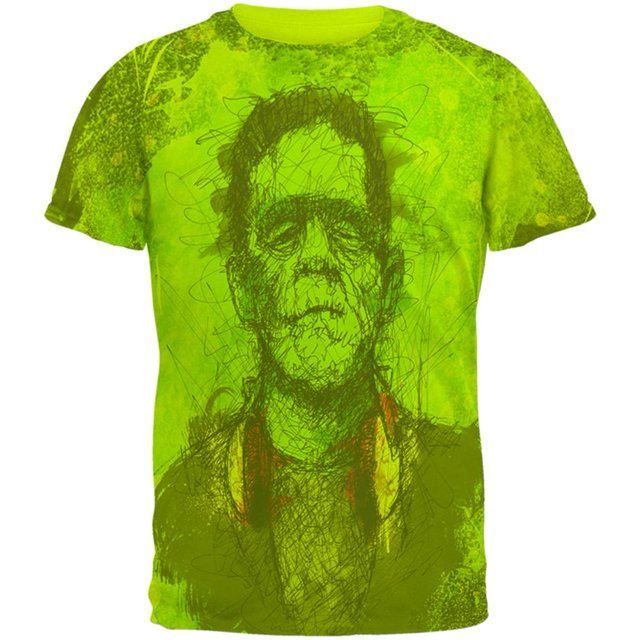 T-shirt pour Homme Halloween Frankenstein Raver Monstre du Film d'Horreur