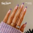 thumbnail image 1 of Fofosbeauty 24pcs Almond Press on Nails Tips, Medium Length Full Cover Fake Nails, Purple French Sparkle, 1 of 8