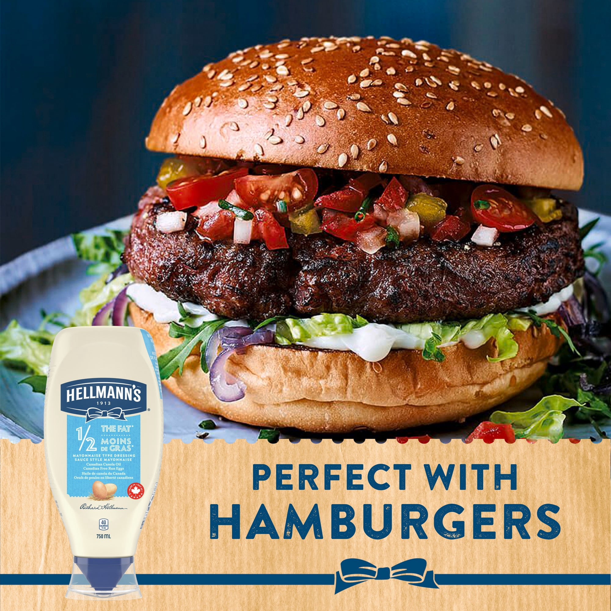 Hellmann's Sauce Style Mayonnaise Légère Moitié Moins de Gras