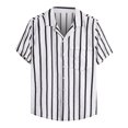 thumbnail image 1 of jovati Chemise en Denim Homme Homme Décontracté Boutons Plage Imprimé Rayé Non Positionné Col Rabattu Chemise à Manches Courtes Blouse, 1 of 9