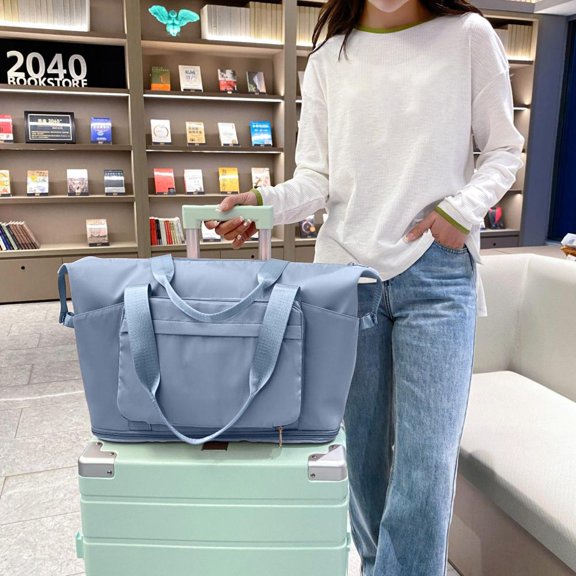 Feltree Foldable Travel Bag with Wet Dry Separation, Expandable 20-35L Carry on Hand Luggage for Weekend Trips, Beach, Sports & Airplane Cabin