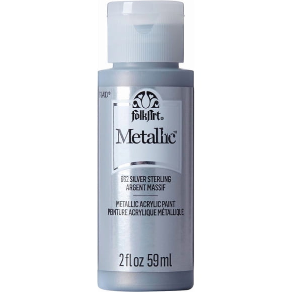 FolkArt Peinture Métallique, argent fin, 59 ml