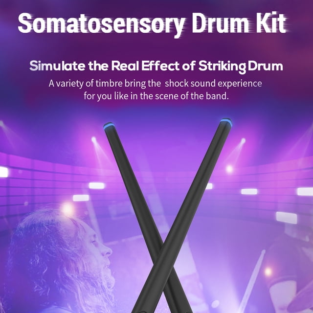 Set 1 Set Somatosensory Virtual Drum Kit Air Drumsticks Musical Instrument for Home Studio Outdoor Camping