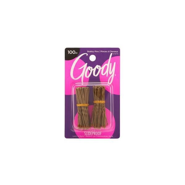 Goody SlideProof Bobby Pins, Brown 2-inch Hair Pins, 100 Count