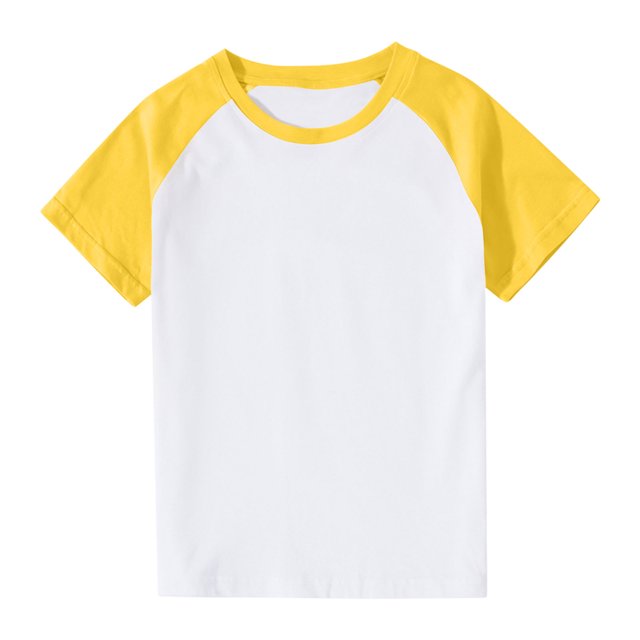 VKOYWKM T-Shirts pour Tout-Petits Garçons Filles à Blocs de Couleur Raglan Hauts Mignons Col Rond Manches Courtes T-Shirts Petites Filles Chemise de Rentrée
