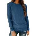 thumbnail image 2 of Timegard Hauts à Manches Longues pour Femmes Col Rond Tuniques Décontractées T-Shirts Confortables Couleur Unie Hauts Basiques, 2 of 8
