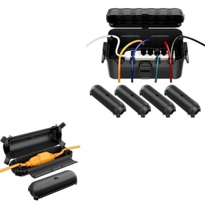 IP54 Grande boîte électrique extérieure avec paquet de 6 IP44 Couvercle de sécurité pour cordon d'extension extérieur, Boîte de connexion électrique étanche, Boîte anti- Weaterprotect Power Strip, Sortie, Plug, Socket, Minuteur,