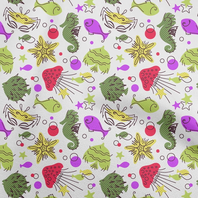 oneOone Polyester Spandex Magenta Fabric Beach Sewing Material Print Fabric By The Yard 56 Inch Wide