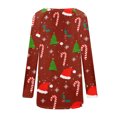 thumbnail image 5 of Blouses pour Femmes Décontractées Élégantes Imprimé de Noël Manches Longues Col Rond Hauts d'Été en Solde, 5 of 5