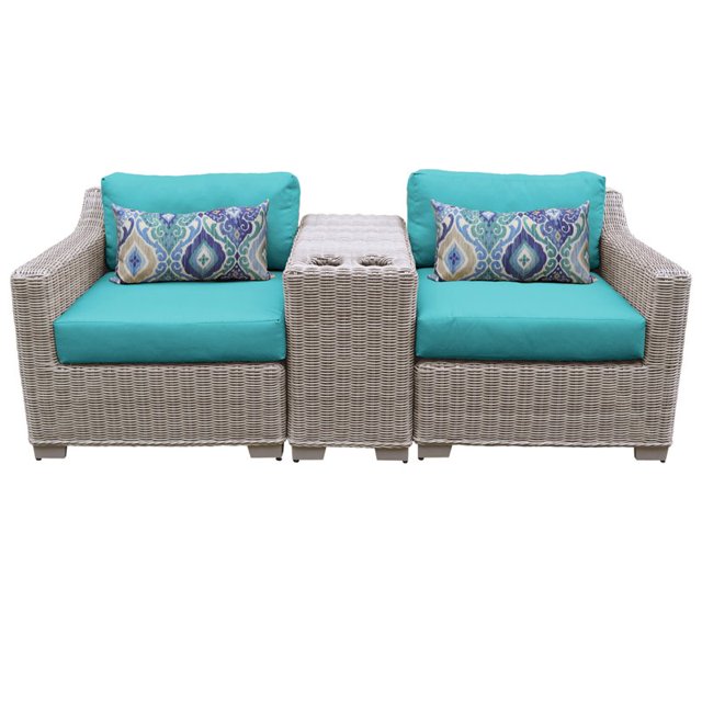 Ensemble de Meubles de Patio en Osier d'Extérieur 3 Pcs en Aruba