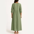 thumbnail image 4 of TIMIFIS Robes d'Été pour Femmes Couleur Unie Col en V Manches 3/4 Longue Robe Décontractée Coupe Ample Taille Haute Maxi Fluide avec Poches, 4 of 7