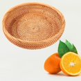 thumbnail image 4 of Thinsony Wicker Woven Round Snack Fruit Bowl Rattan Food Organizer Tray 25x5cm 1Set, 4 of 6