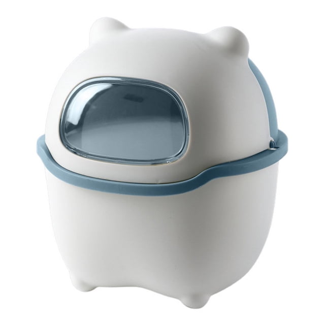 Trash Can Cartoon Bear Large Capacity Wide Opening Anti-slip with Lid Dust Case Flip Cover Mini Desktop Garbage Storage Bin Home Improvement