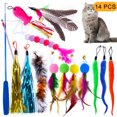 thumbnail image 1 of Cat Cat Toy Set Caterpillar Feather Replacement Head Colorful Hair Ball Tassel Retractable Fishing Rod   Amusing Cat Stick 14PCS Retractable, 1 of 7