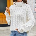 thumbnail image 2 of Hauts Tricotés pour Femmes Manches Longues Mode pour Femmes Manches Longues Col Rond Chandail Ample Hauts Blouse Chandail Tricoté Chandail d'Automne pour Femmes P-229 Blanc TG, 2 of 6