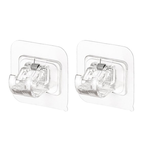 KAKOWELY Hanging Rod Clips 2pcs ABS Sticky Hooks Punch Free Hooks Rod Fixing Hooks Curtain Rod Hooks2.36"X1.97"X1.77"