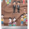 thumbnail image 1 of Soimoi Brown Modal Satin Fabric Mirror Theme Human Figure Decor Fabric Printed Yard 42 Inch Wide, 1 of 1