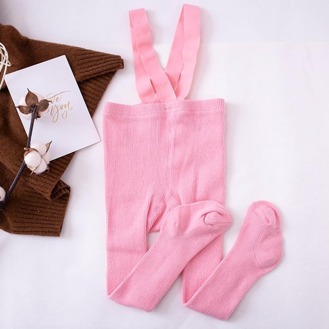 Newborn Baby Suspender Overall Pantyhose Solid Color High Waist Ribbed Knit Tights Infant Spring Autumn One-piece Leggings