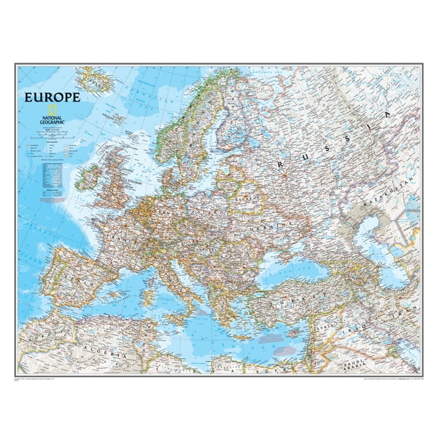 NATIONAL GEOGRAPHIC EUROPE WALL MAP 30 X 24