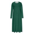 thumbnail image 5 of Penkiiy Robe Décontractée pour Femme à Manches Longues, Col Ras du Cou, Coupe Évasée, Robe Longue Fluide à Étages pour la Plage avec Poches, P Vert, 5 of 5
