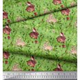 thumbnail image 3 of Soimoi Rayon Fabric Leaves & Rabbit Animal Print Fabric by Yard 56 Inch Wide, 3 of 5