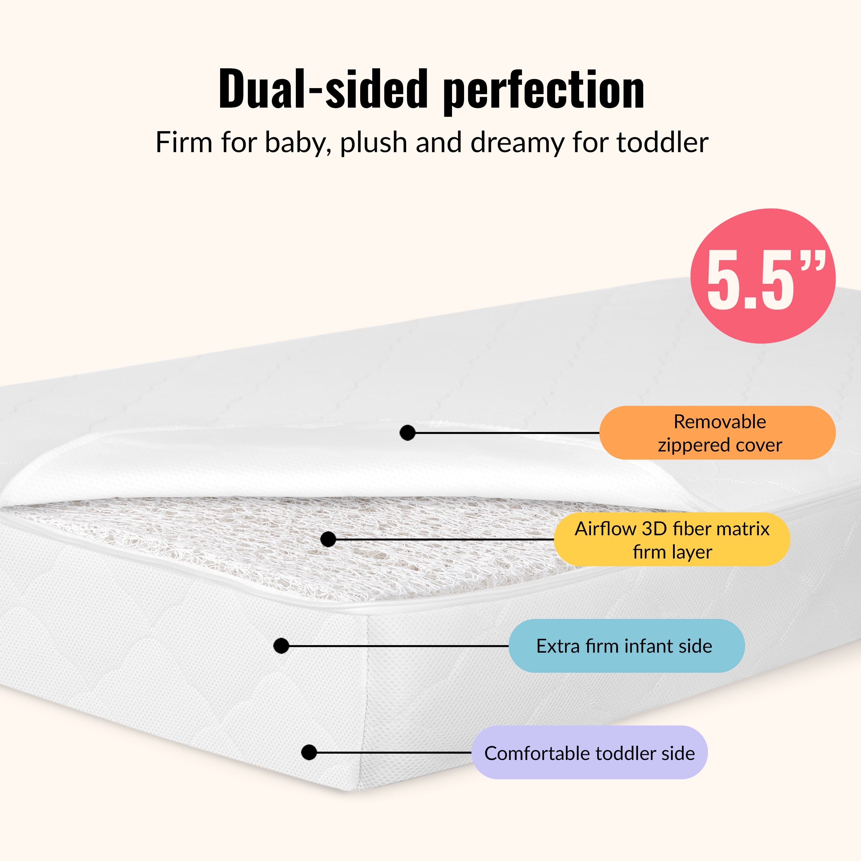Matelas pour lit de bébé et enfant en bas âge Dream On Me Safe Sleep