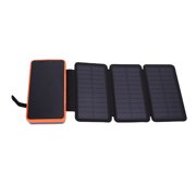 20000mAh Solar Power Bank, Efficient Wireless Power Bank with Tri Fold Solar Panel & LED Light & Double USB Output, Waterproof External Battery Pack for Phone Tablet Outdoor