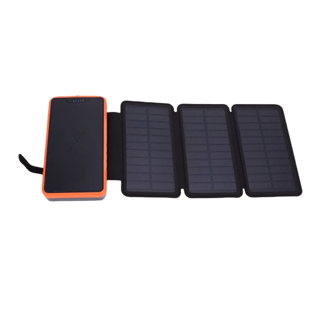 20000mAh Solar Power Bank, Efficient Wireless Power Bank with Tri Fold Solar Panel & LED Light & Double USB Output, Waterproof External Battery Pack for Phone Tablet Outdoor