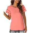 thumbnail image 1 of Birdeem Mode Femme Décontractée Épaule Manches Courtes Couleur Unie T-Shirt Haut Blouse, 1 of 6