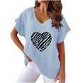 thumbnail image 2 of LSLJS Women V-neck Print T- Mode Confortable Cadeaux pour Femmes Blouses Tops, pour Women, 2 of 5