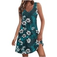thumbnail image 2 of Ovzne Robes d'Été pour Femmes Robe pour Femme Mode d'Été pour Femmes Plage Poche Imprimé Sans Manches Robe à Col en V Robe de Printemps Imprimée Liquidation, 2 of 7