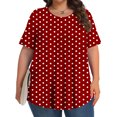 thumbnail image 2 of Plebaso Hauts pour Femmes Grande Taille Manches Courtes Blouses Plissées Décontractées Col Rond Été Tuniques Amples, 2 of 6