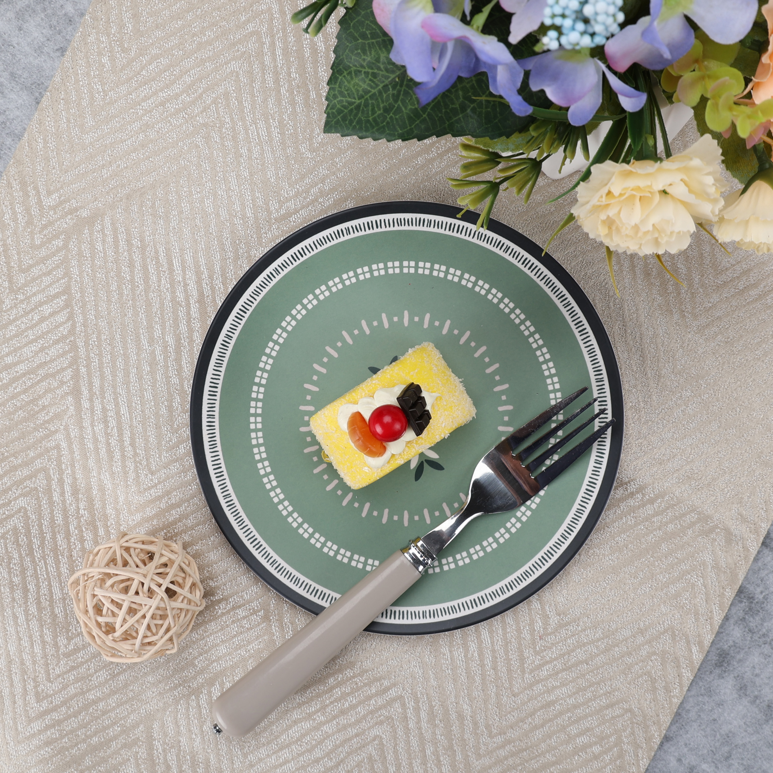 Hometrends Assiette à Apéritif en Bambou Mélamine Vert 7 Inch