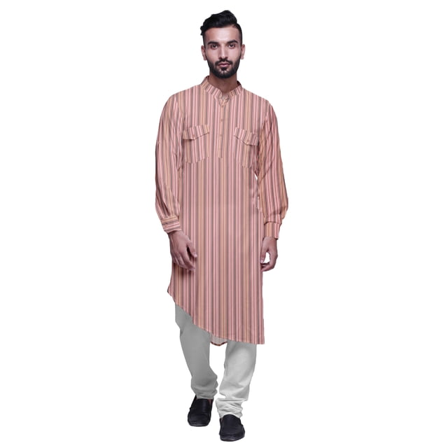 Atasi Kurta Traditionnel en Rayonne Imprimée à Col Mandarin pour Hommes Chemise Décontractée