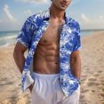 thumbnail image 2 of Pisexur Shirts for Man T Hommes Mode Décontractée Col Rabattu Imprimé Manches Courtes Chemise Boutonnée Blouse Bleue, L Chemises de Golf Hommes & Chemises Hommes, 2 of 7